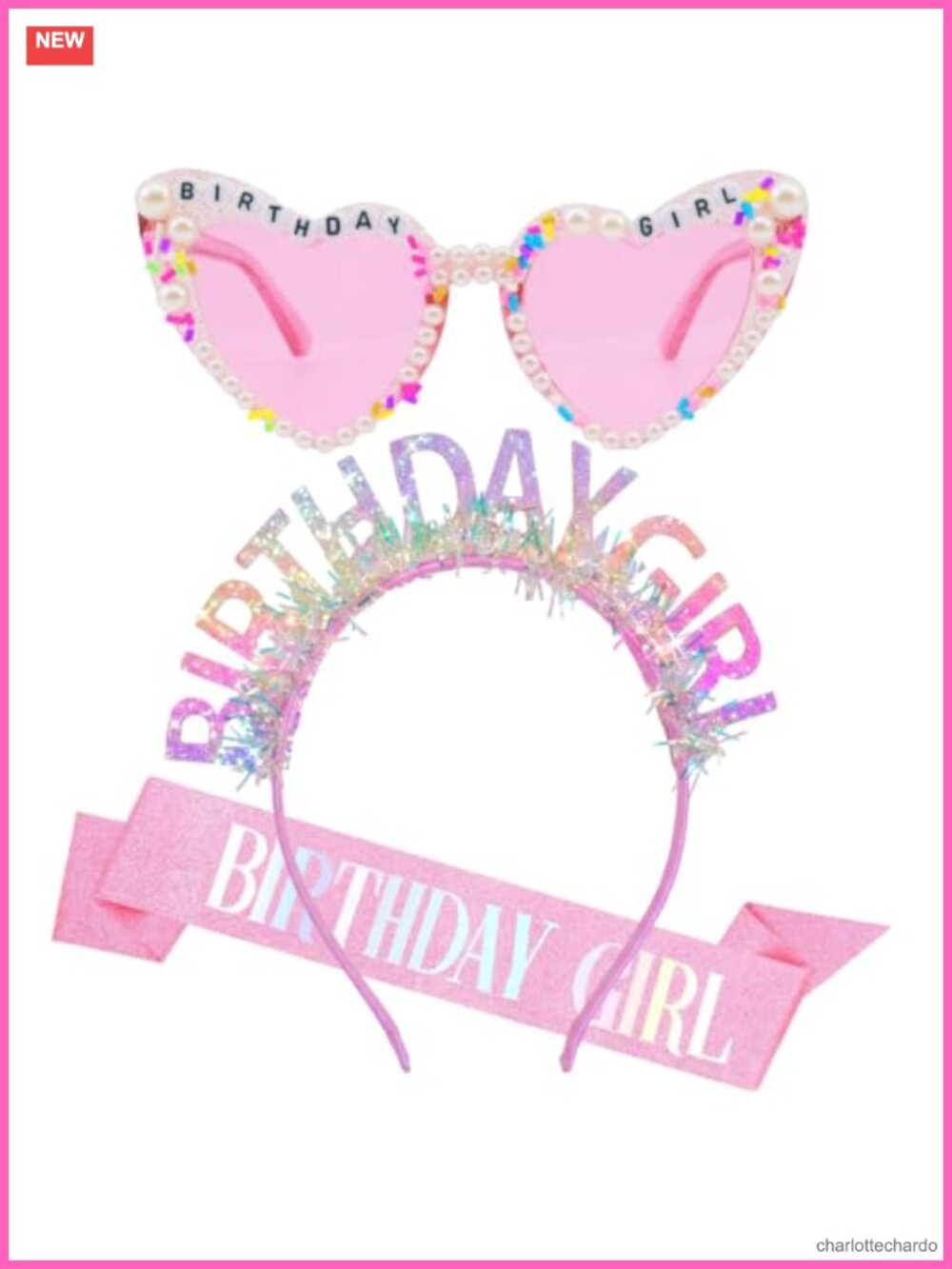 Birthday Girl Sash Tiara Crown Headband Set Party Accessories